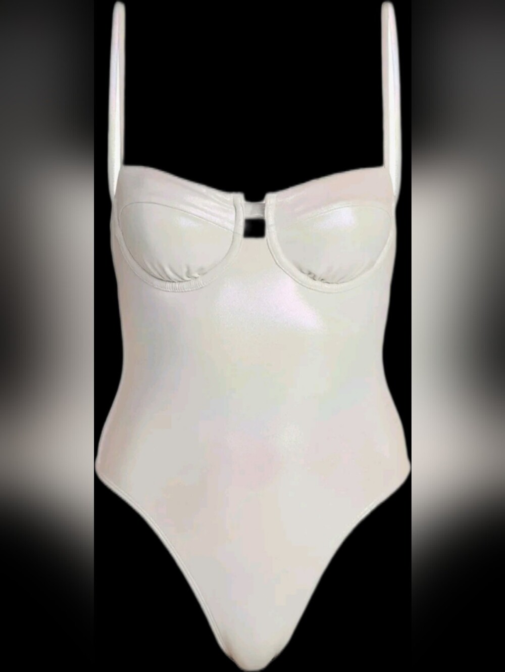 Iridescent White Underwire 1 Piece Swimsuit Sz L